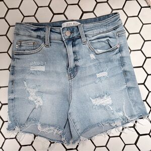 Judy Blue Women's Ripped Jean Shorts - Light Blue